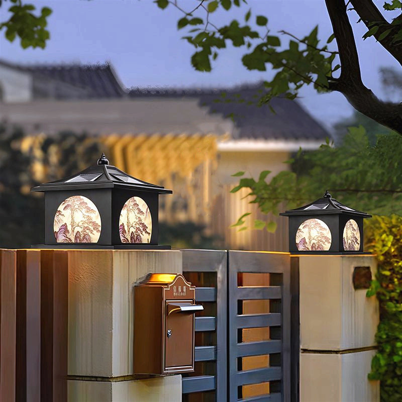 Chinese Solar Iron Pointed Square LED Landscape Light