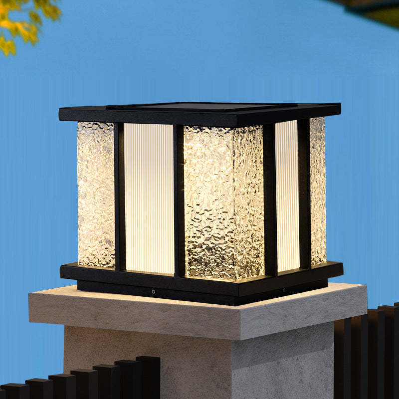 Modern Solar Stainless Steel Acrylic Cube Crackle LED Light