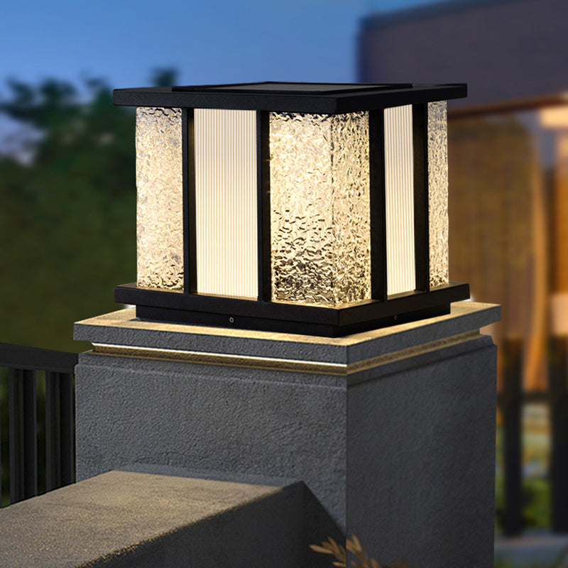 Modern Solar Stainless Steel Acrylic Cube Crackle LED Light