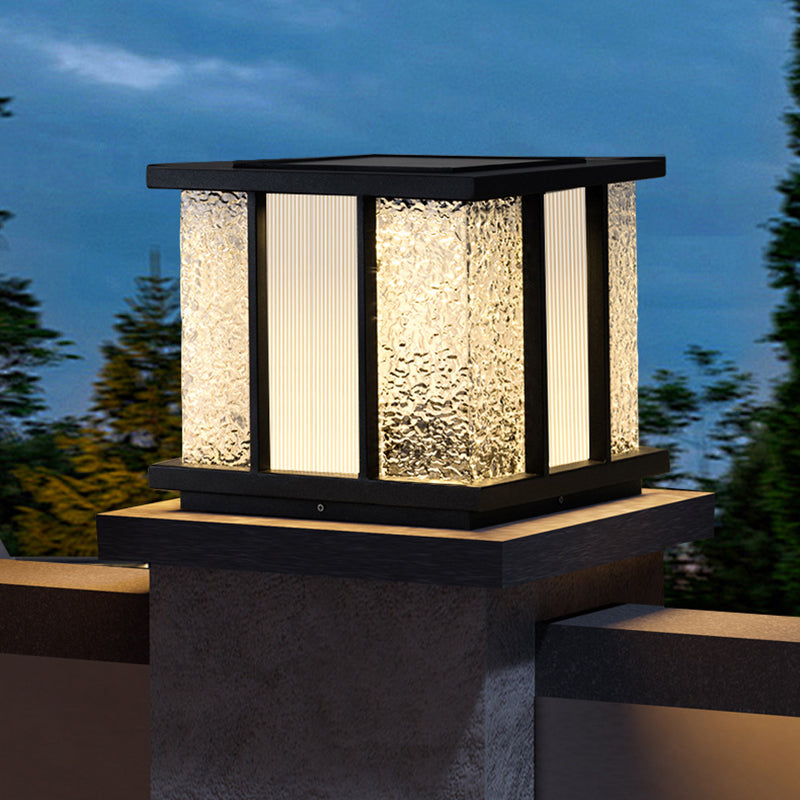 Black acrylic stainless cube landscape lighting - minimalist — Large