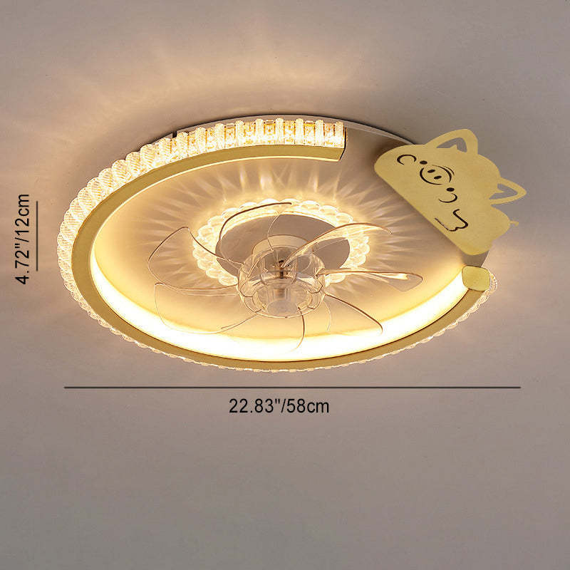 Modern Crown Flush Mount Ceiling Fan Light
