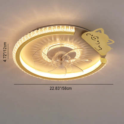 Modern Crown Flush Mount Ceiling Fan Light
