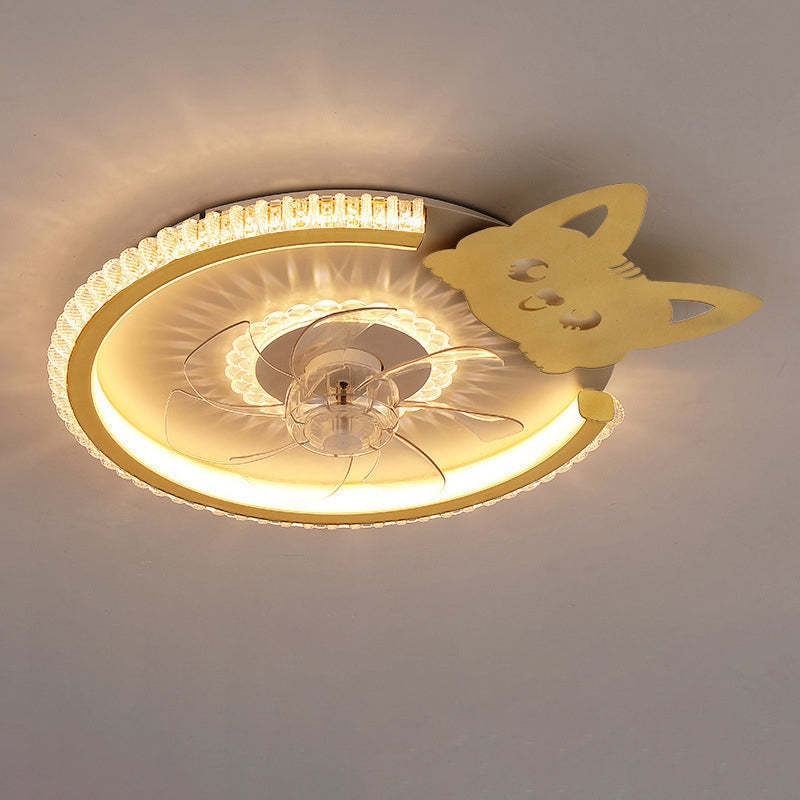 Modern Crown Flush Mount Ceiling Fan Light