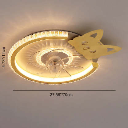 Modern Crown Flush Mount Ceiling Fan Light