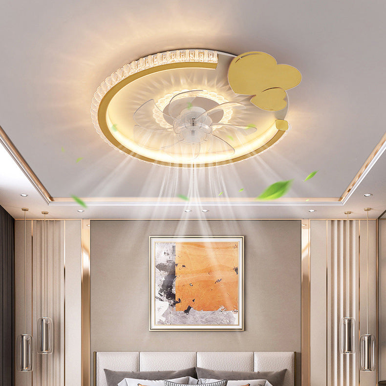 Modern Crown Flush Mount Ceiling Fan Light