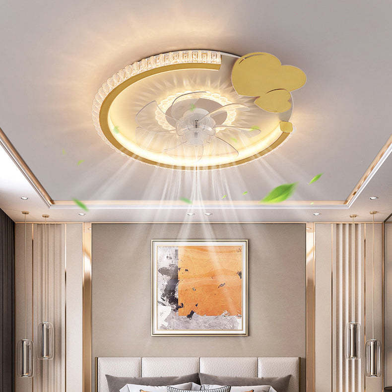 Modern Crown Flush Mount Ceiling Fan Light