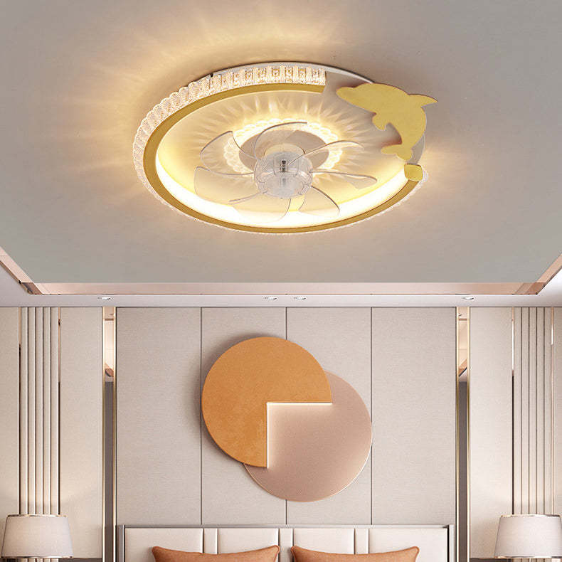Modern Crown Flush Mount Ceiling Fan Light