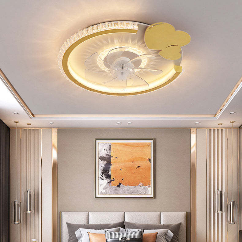 Modern Crown Flush Mount Ceiling Fan Light