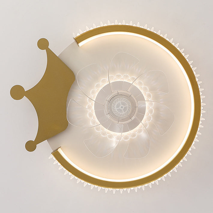 Modern Crown Flush Mount Ceiling Fan Light