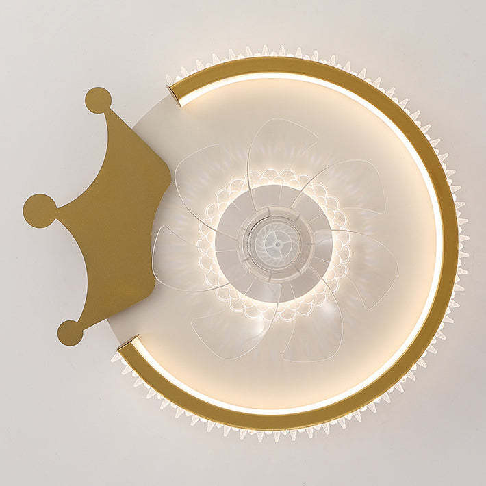 Modern Crown Flush Mount Ceiling Fan Light
