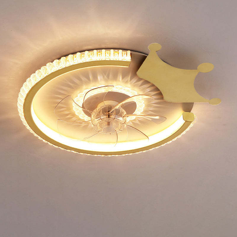 Modern Crown Flush Mount Ceiling Fan Light