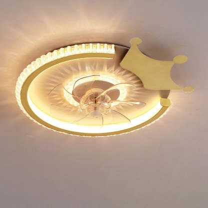 Modern Crown Flush Mount Ceiling Fan Light