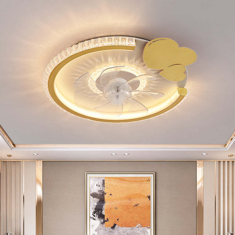 Modern Crown Flush Mount Ceiling Fan Light