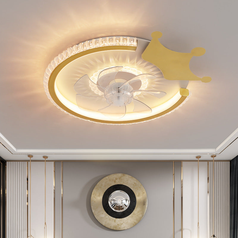 Modern Crown Flush Mount Ceiling Fan Light