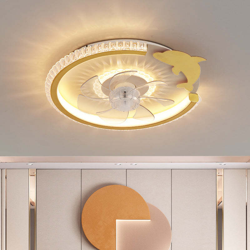 Modern Crown Flush Mount Ceiling Fan Light