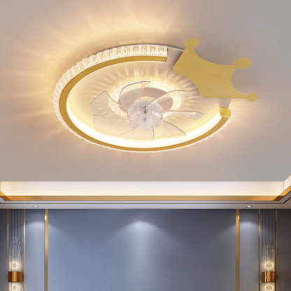 Modern Crown Flush Mount Ceiling Fan Light
