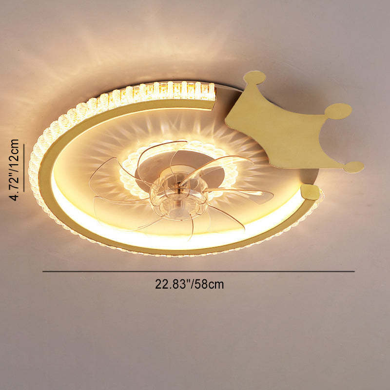 Modern Crown Flush Mount Ceiling Fan Light
