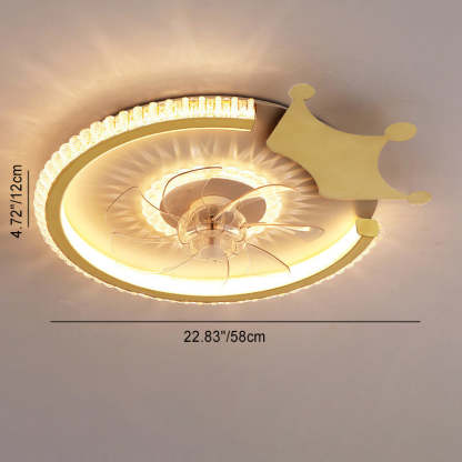 Modern Crown Flush Mount Ceiling Fan Light