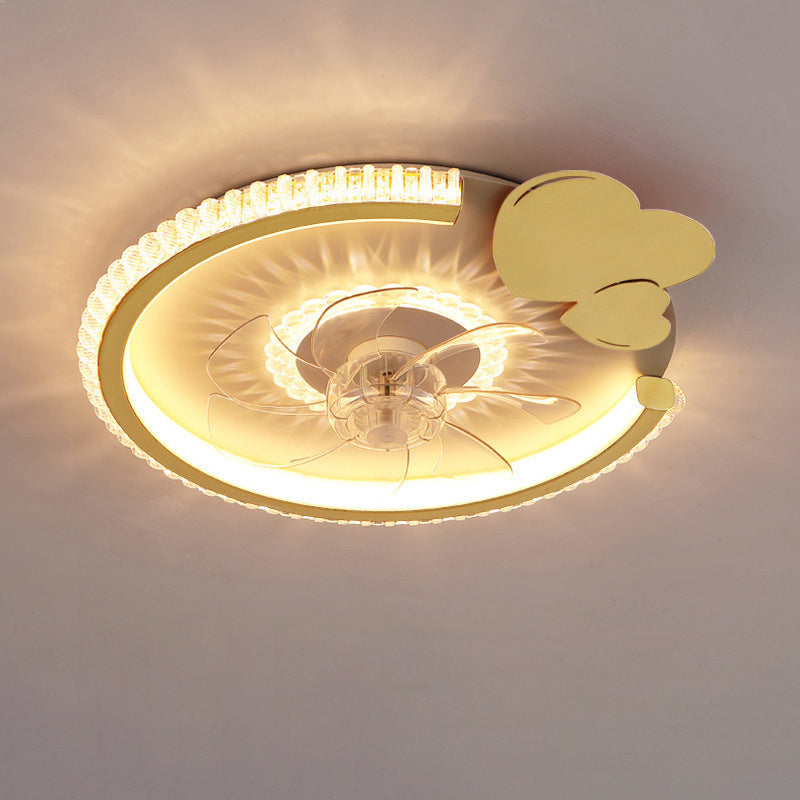 Modern Crown Flush Mount Ceiling Fan Light