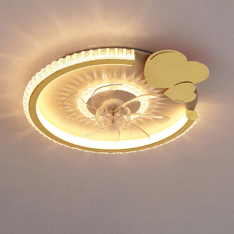Modern Crown Flush Mount Ceiling Fan Light