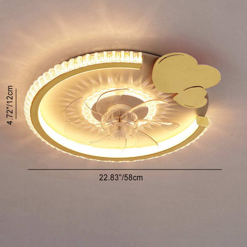 Modern Crown Flush Mount Ceiling Fan Light