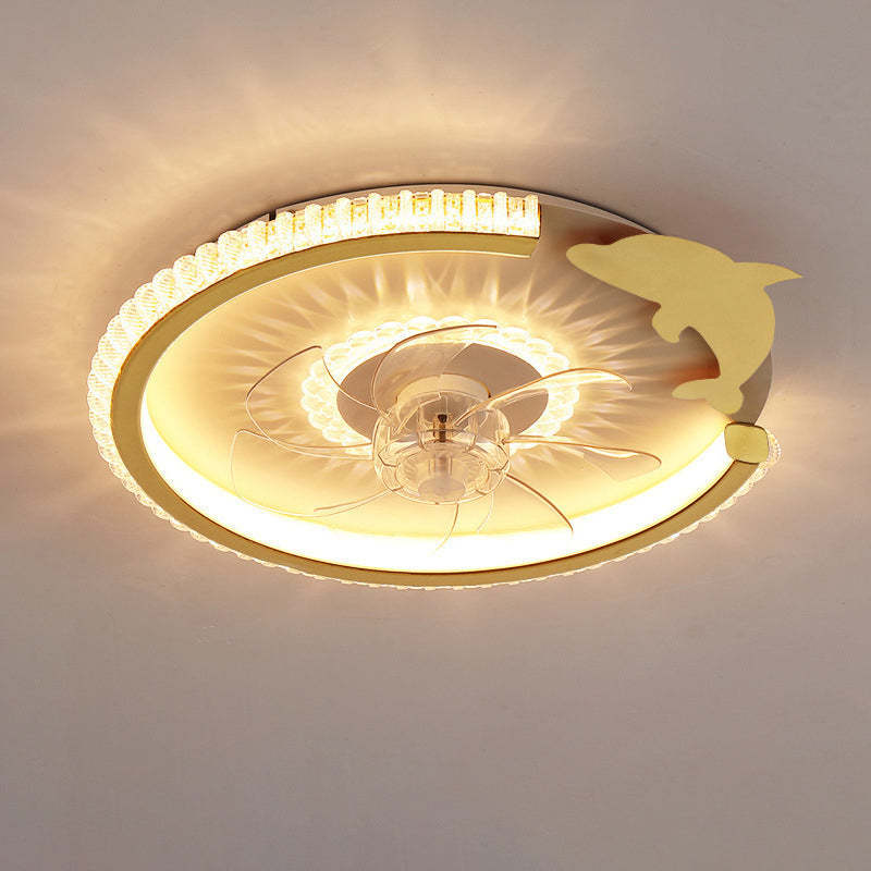 Modern Crown Flush Mount Ceiling Fan Light