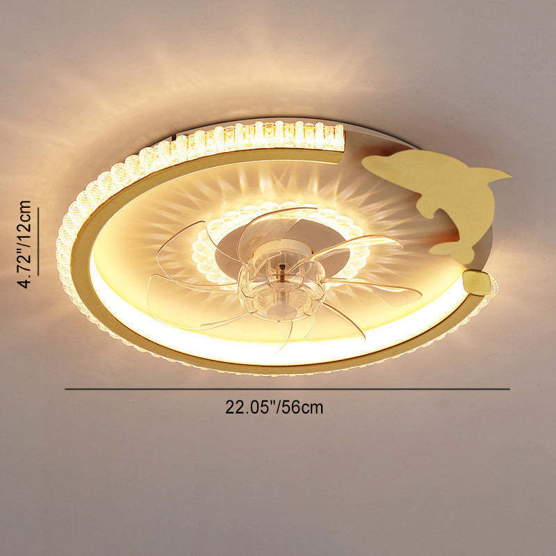 Modern Crown Flush Mount Ceiling Fan Light