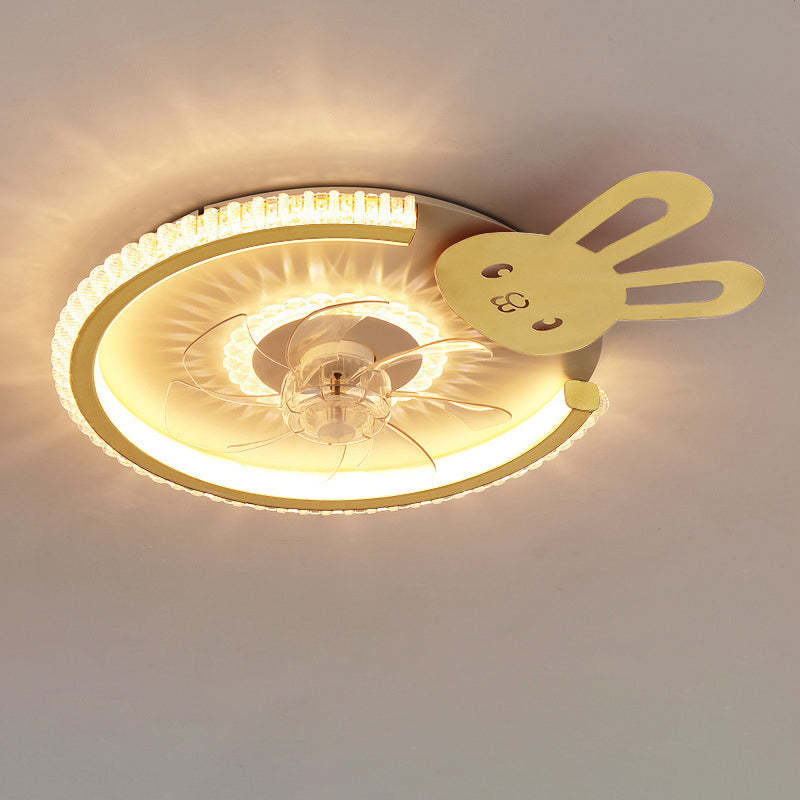 Modern Crown Flush Mount Ceiling Fan Light