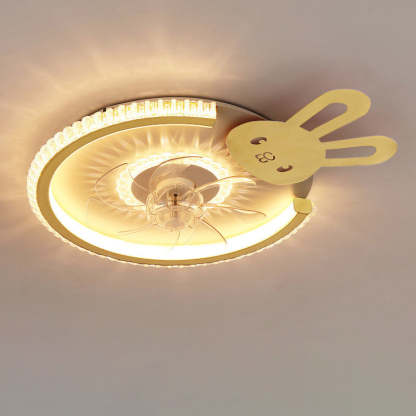 Modern Crown Flush Mount Ceiling Fan Light