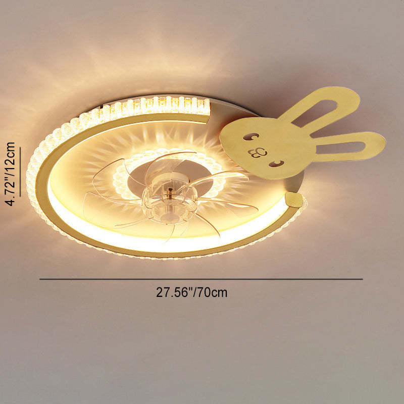Modern Crown Flush Mount Ceiling Fan Light