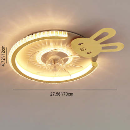 Modern Crown Flush Mount Ceiling Fan Light
