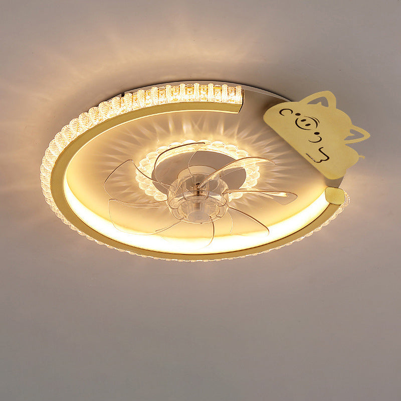 Modern Crown Flush Mount Ceiling Fan Light
