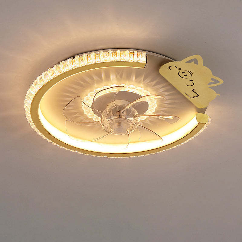Modern Crown Flush Mount Ceiling Fan Light