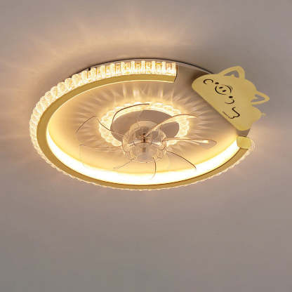 Modern Crown Flush Mount Ceiling Fan Light