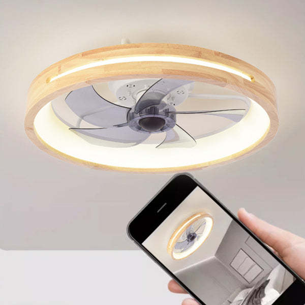 Japanese Hollow Flush Mount Ceiling Fan Light