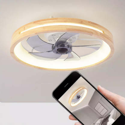 Japanese Hollow Flush Mount Ceiling Fan Light