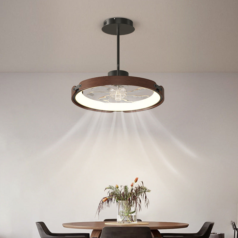 Scandinavian Wood Acrylic Round LED Fan Light