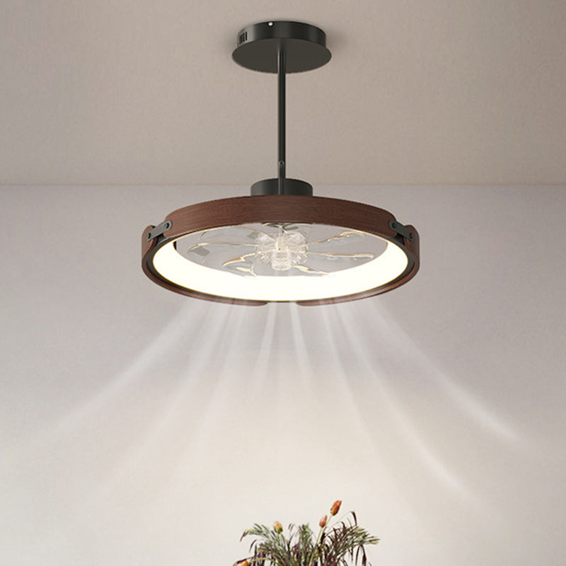 Scandinavian Wood Acrylic Round LED Fan Light