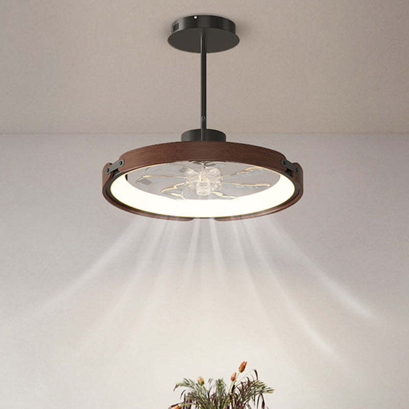 Scandinavian Wood Acrylic Round LED Fan Light