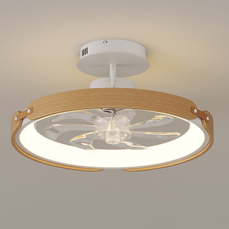 Scandinavian Wood Acrylic Round LED Fan Light