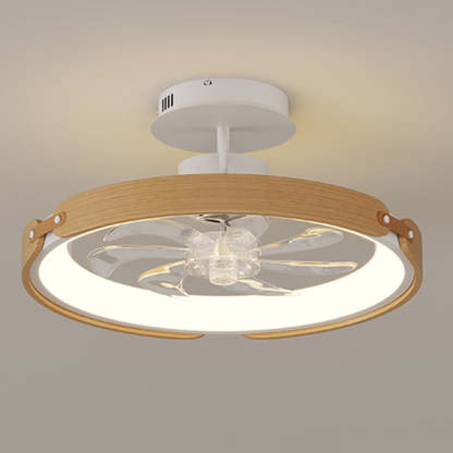 Scandinavian Wood Acrylic Round LED Fan Light