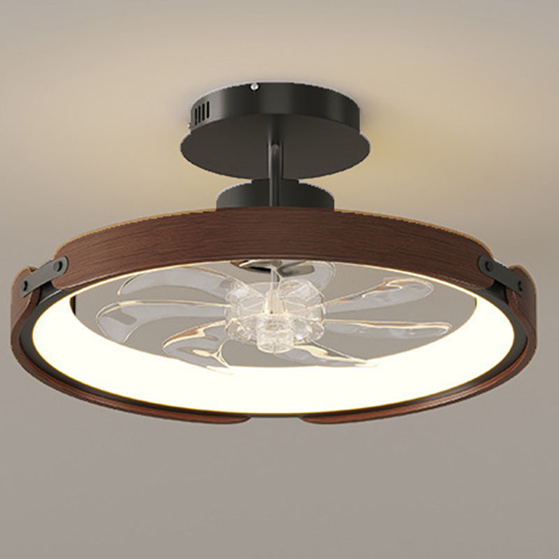Scandinavian Wood Acrylic Round LED Fan Light