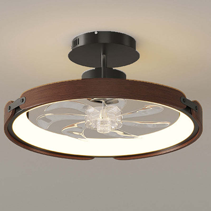 Scandinavian Wood Acrylic Round LED Fan Light