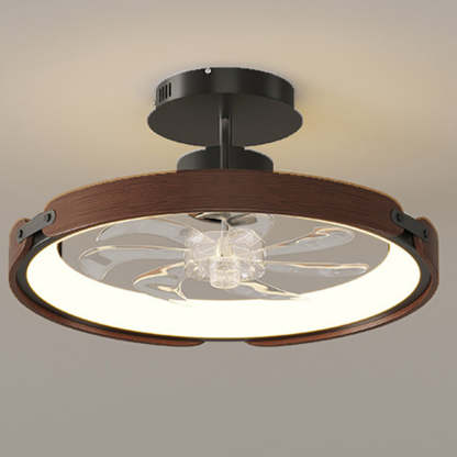 Scandinavian Wood Acrylic Round LED Fan Light