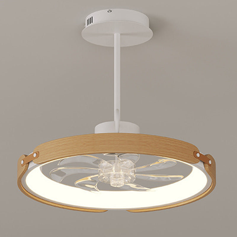 Scandinavian Wood Acrylic Round LED Fan Light