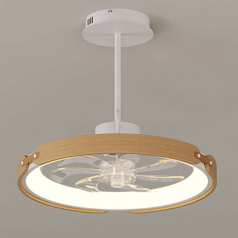 Scandinavian Wood Acrylic Round LED Fan Light