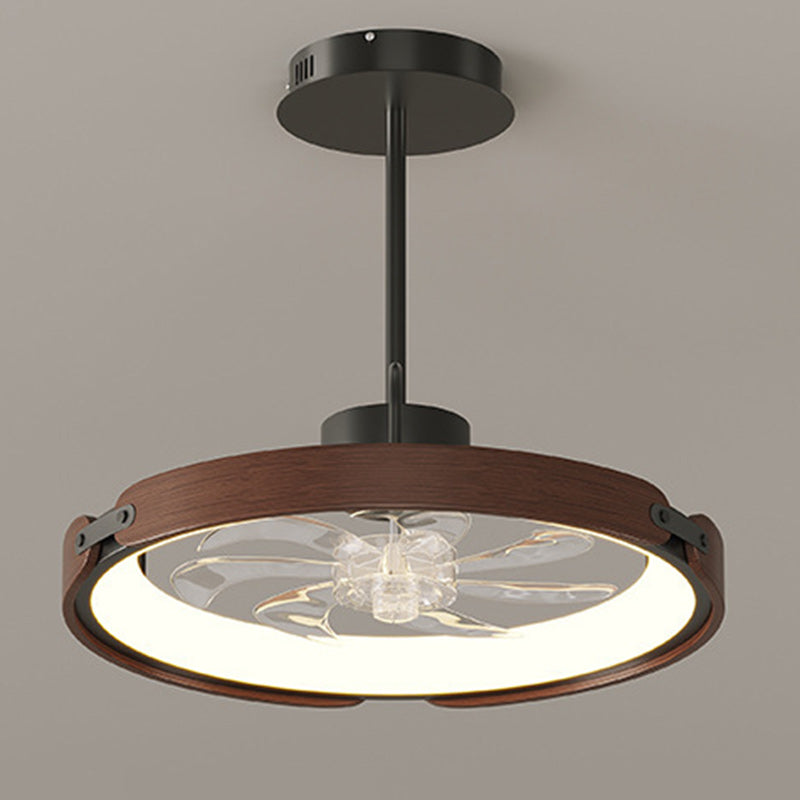 Scandinavian Wood Acrylic Round LED Fan Light