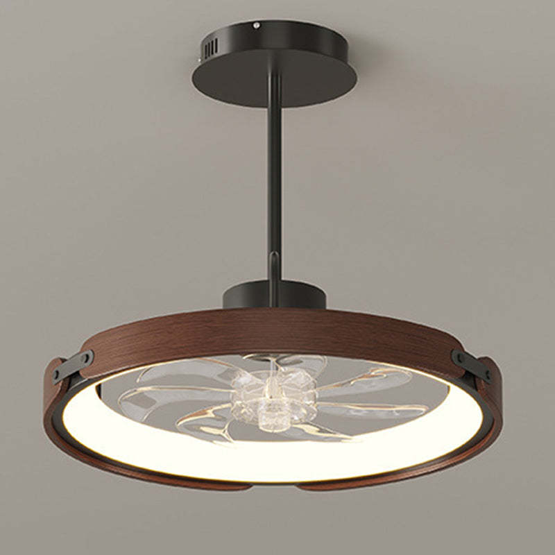 Scandinavian Wood Acrylic Round LED Fan Light