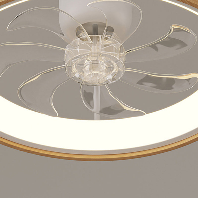 Scandinavian Wood Acrylic Round LED Fan Light