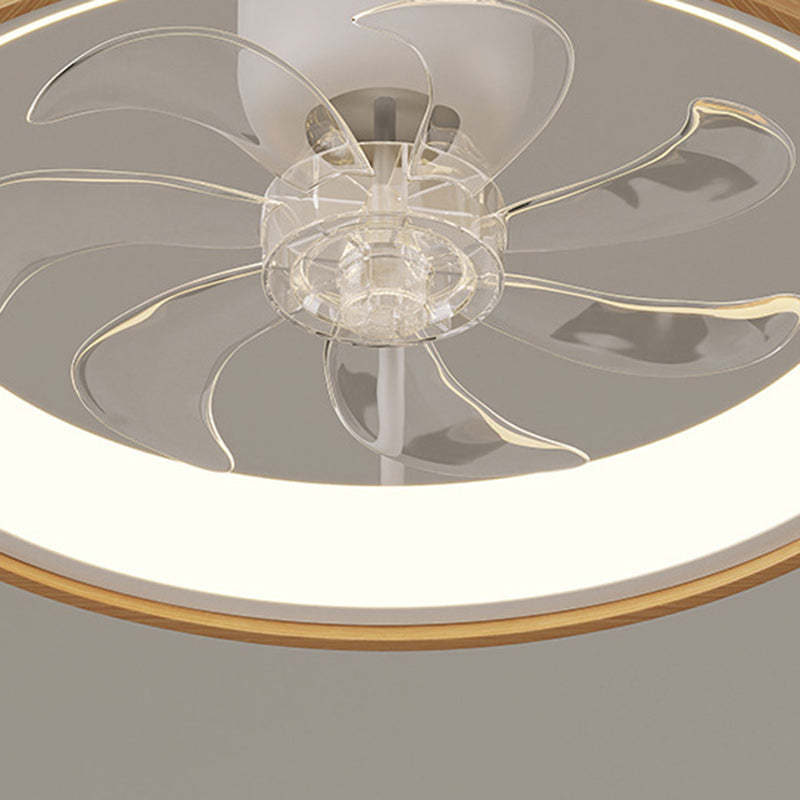 Scandinavian Wood Acrylic Round LED Fan Light